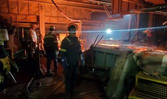 Waupaca Foundry Tell City employees working on a Cupola replacement