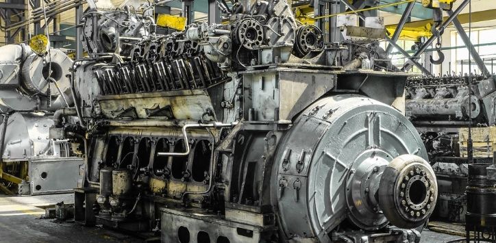 locomotive engine on the factory floor